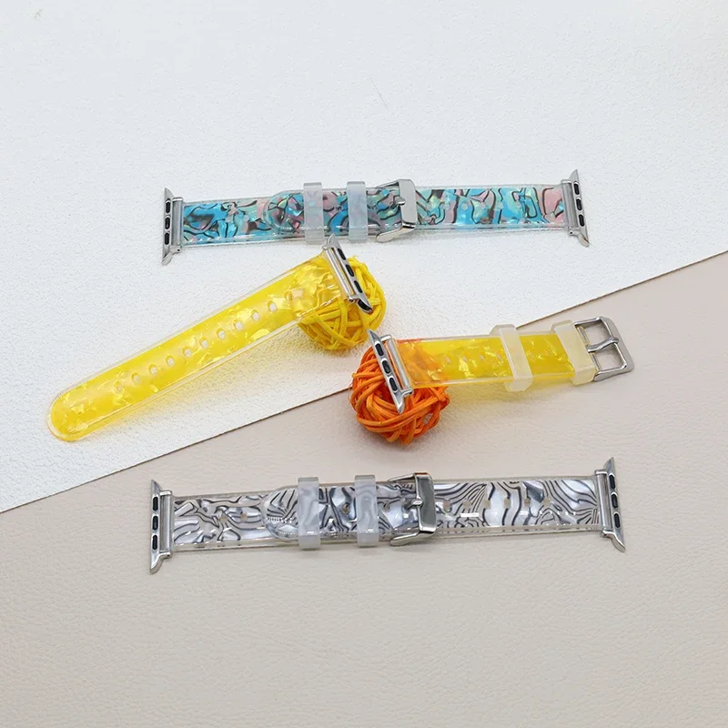 Transparent Pattern Band For Apple Watch Band Series 9 8 7 6 SE 5 4 3 Ultra 2 Bracelet for iWatch 41mm 40mm 45mm 44mm 42mm Strap