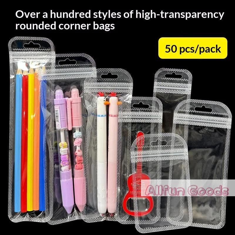 [TG835]50pcs Long Transparent Plastic Bags For For DIY Jewelry Handicrafts Nail Eyelash Packaging Storage Display