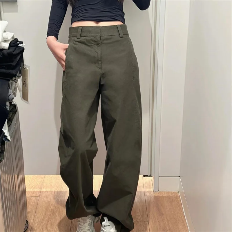 

High Quality Fashion Casual Pants Women's Straight Trousers Spring Autumn Streetwear Lady Solid Color Loose Wide-leg Pants 2025