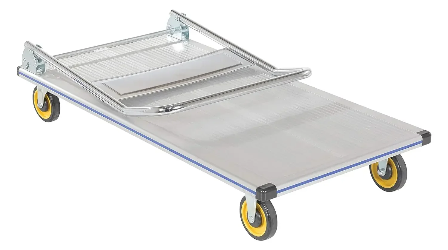 Alumínio Folding Platform Truck com Single Handle e 5 "Non-Marking poliuretano rodízios, AFT-48-NM, 600 lbs Capacidade