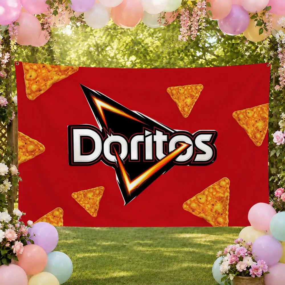 Food Crunchy Snack Colorful Doritos Flags Fan Banner Tapestry Wall Hanging Garage BarDorm Camp Party Outdoor Home Decor Gift
