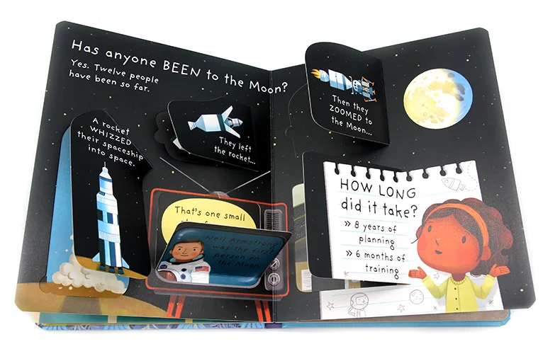 Usborne Lift The Flap Very First Questions and Answers What Is The Moon Baby 3D Flip Picture Card Board Books for Kids Learning