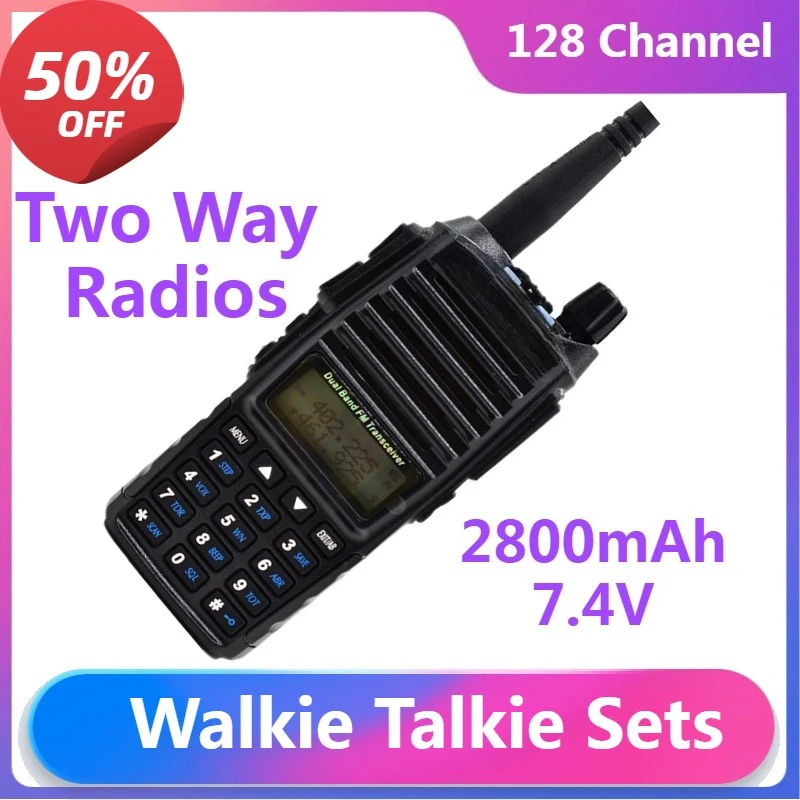 

Walkie Talkie Thicken Real 5W High Power 2800mAh Battery Can Type-C Charging Two Way Radios UV82 Dual Band