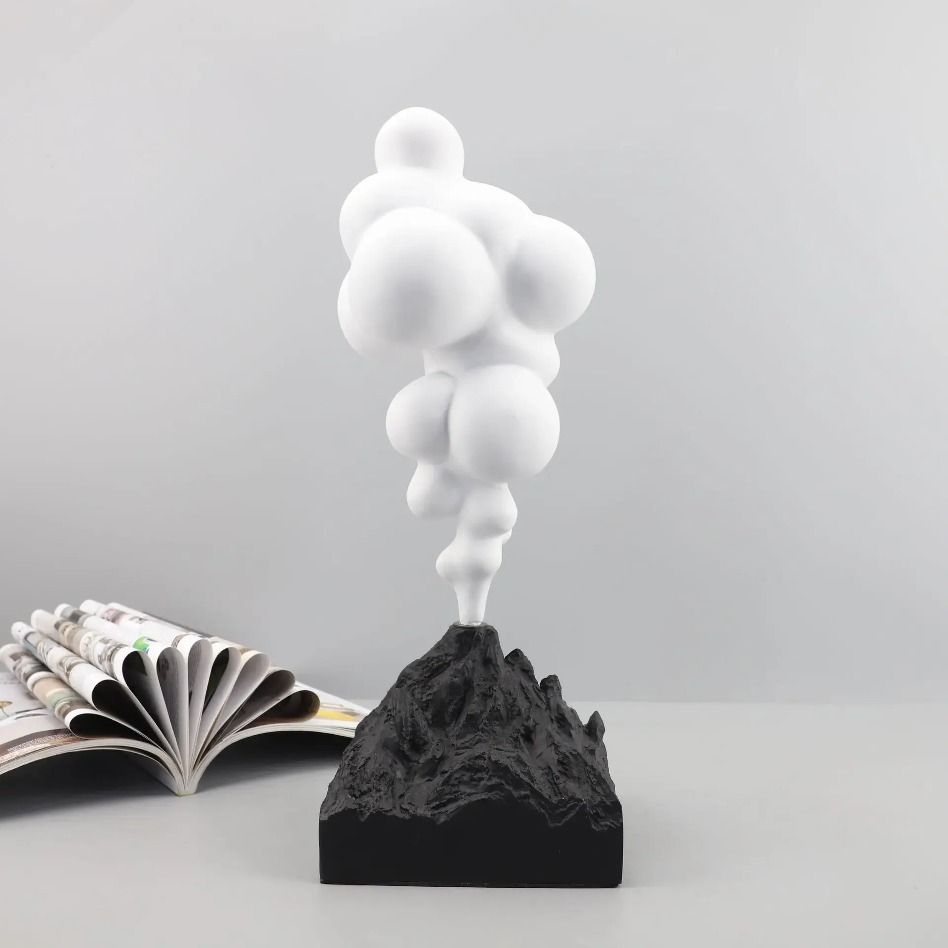 Creative White Volcano Eruption Furniture for Display Beautiful Art Desktop Hotel and Home Decor