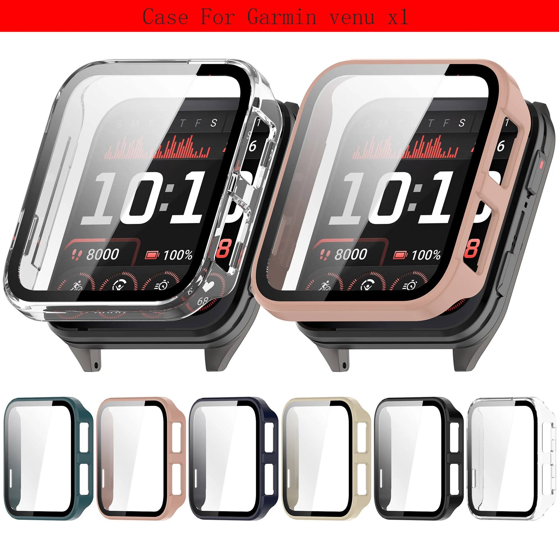 PC+Tempered Glass Case For Garmin venu x1 Smart Watch Protective Cover Bumper Screen Protector Accessories