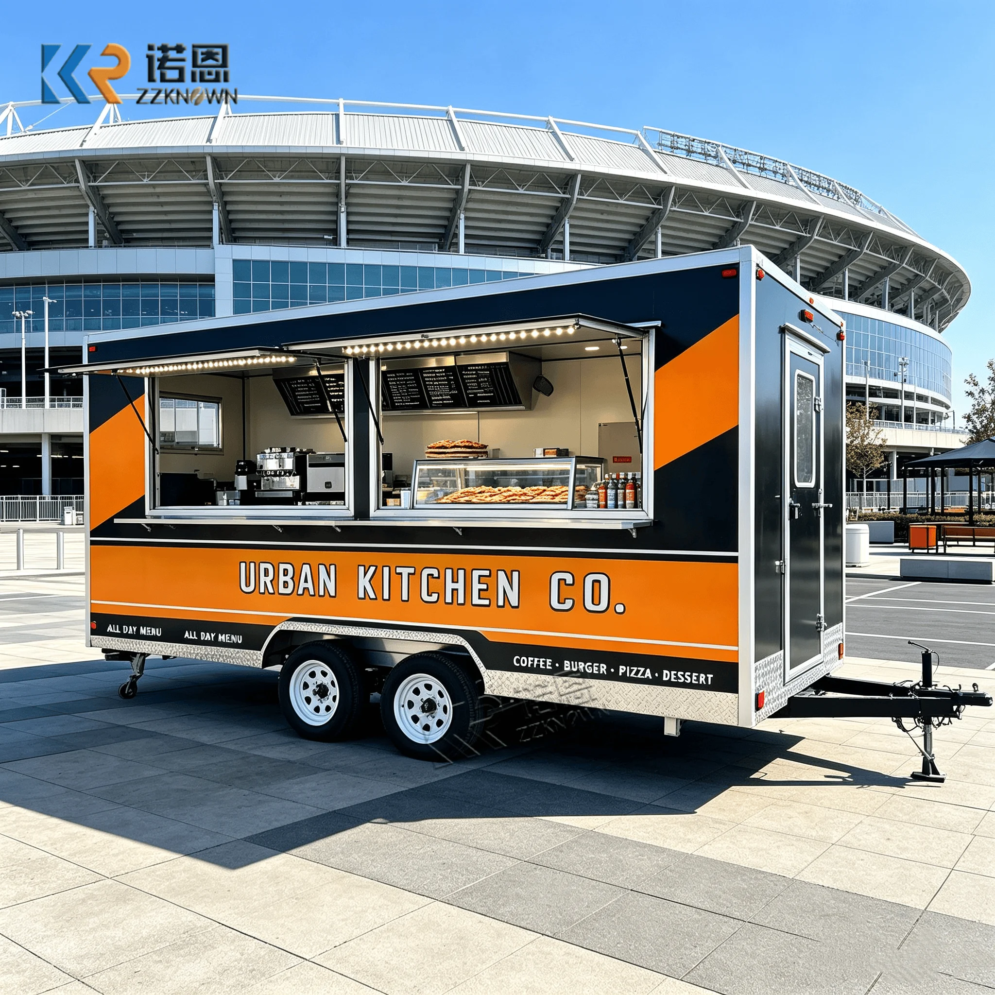 Multifunctional New Design Trailer Type Full Stainless Steel Hot Dog Carts Food Vending Cart for Sale USA