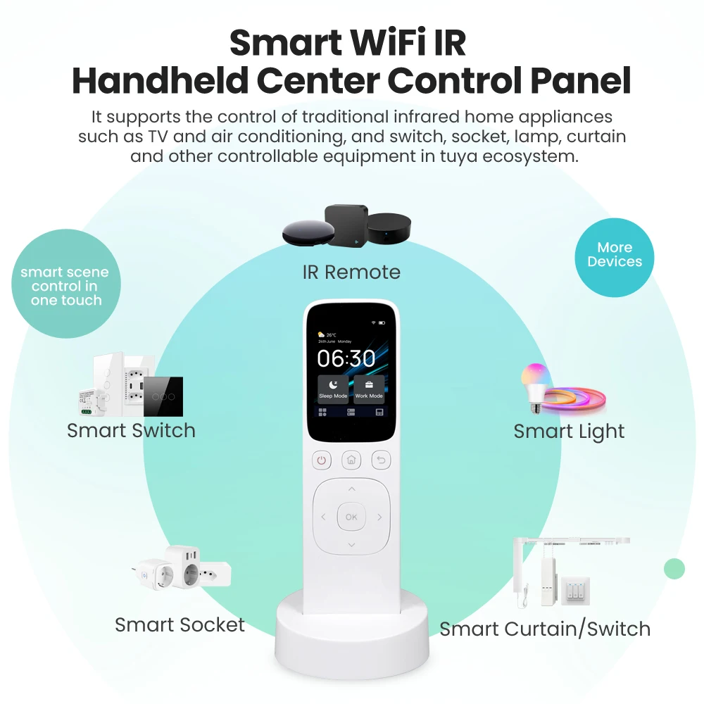 AVATTO Tuya WiFi Smart Handheld Central Control Panel ricarica Wireless Touch Screen telecomando IR per elettrodomestico