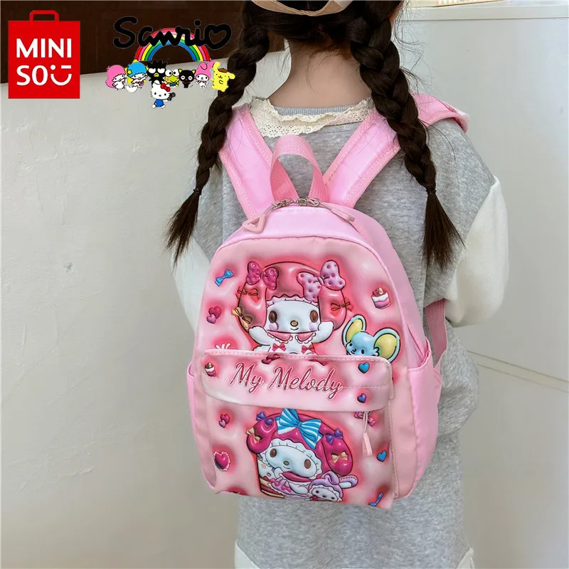 MINISO 2024 New Women's Backpack Fashionable High Quality Multi Functional Children's Backpack Cartoon Leisure Student Backpack