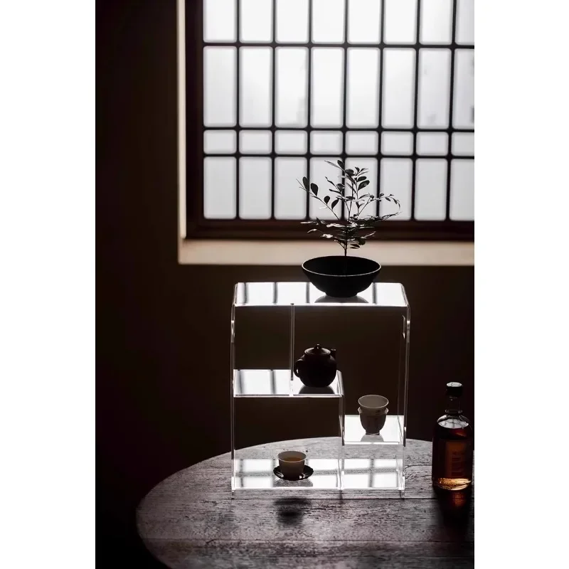 Transparent acrylic desktop tea set, teacup storage rack