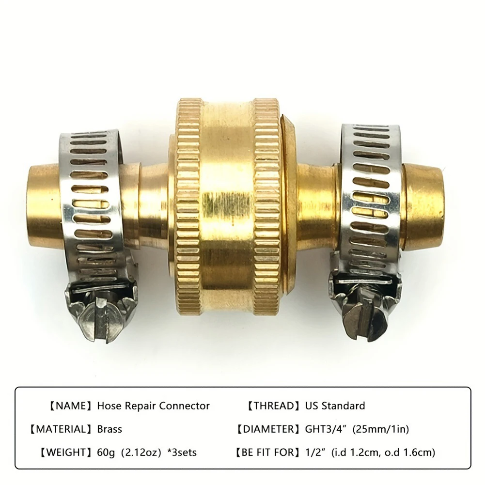 Brass Hose Fitting 1 2 GHT Connector Garden Watering Solid Brass Construction Leak-free Design Precision Fit For Garden Tap