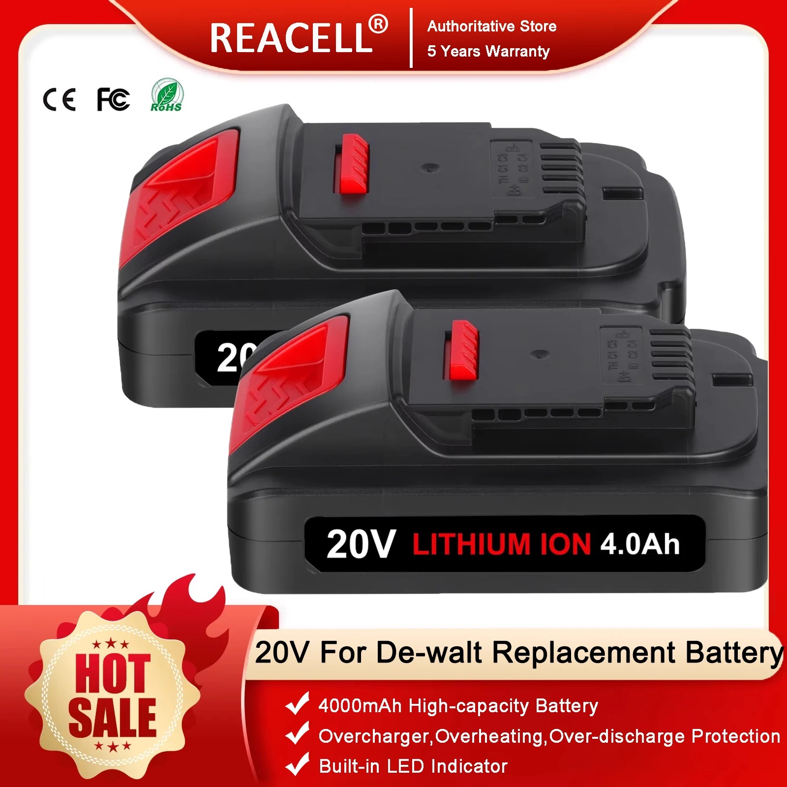 

2 упаковки обновления 20 В для аккумулятора De-walt 4,0 Ач DCB204 для литий-ионного аккумулятора De-walt MAX XR, для аккумуляторов DCB200 DCB201 DCB203