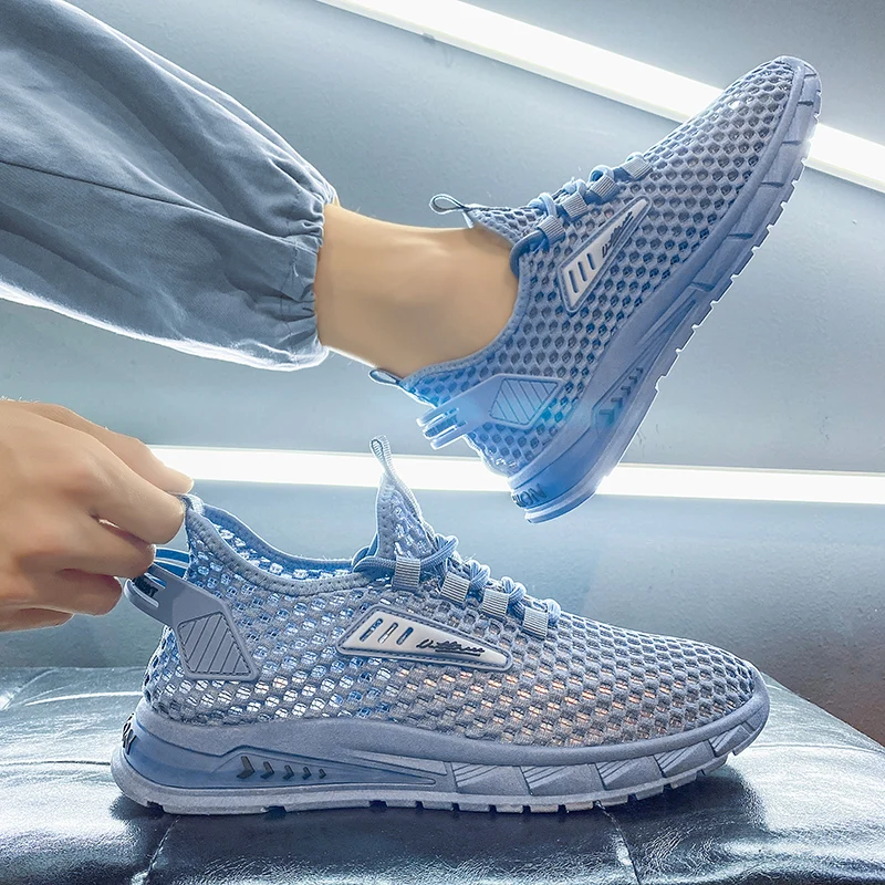 Men's Breathable Mesh Running Shoes Lightweight Spring Autumn Season Low Cut Sporty Casual Hollow out Trendy Sneakers