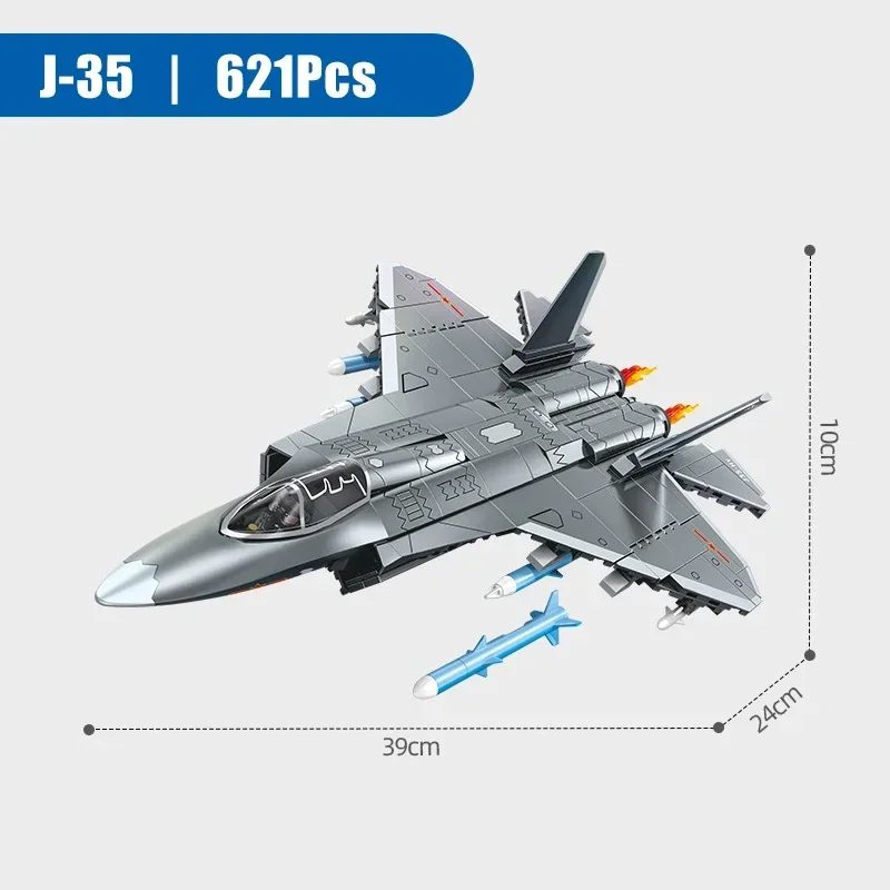 621Pcs J35 Shipborne Aircraft Model Building Blocks Military Airplane With Pilot MOC Bricks Toys Children Adult Gifts