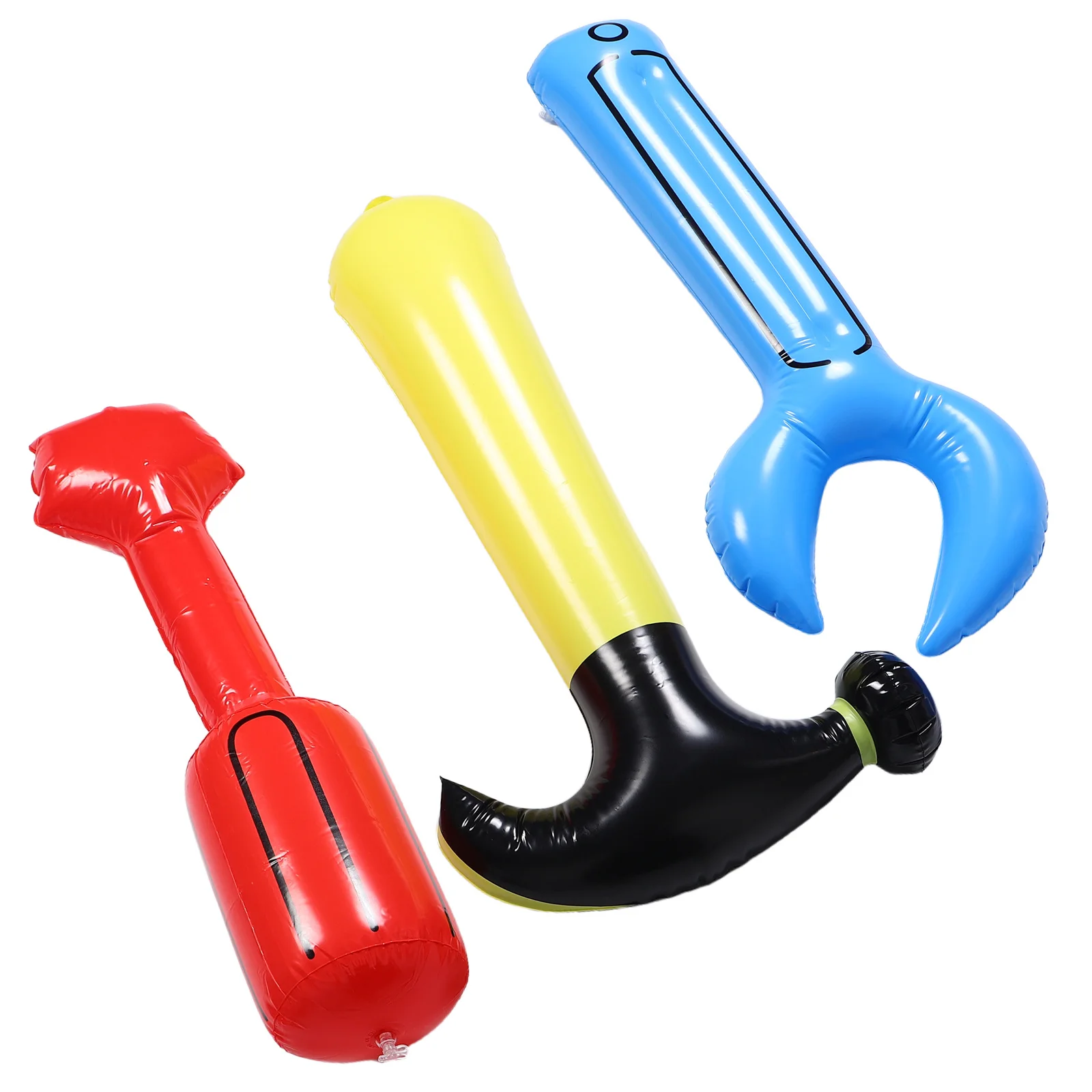 1세트 인플레이터블 건설 도구 세트 어린이용 망치 렌치 드라이버 파티 빌딩 역할 놀이 용품 인플레이터블 망치