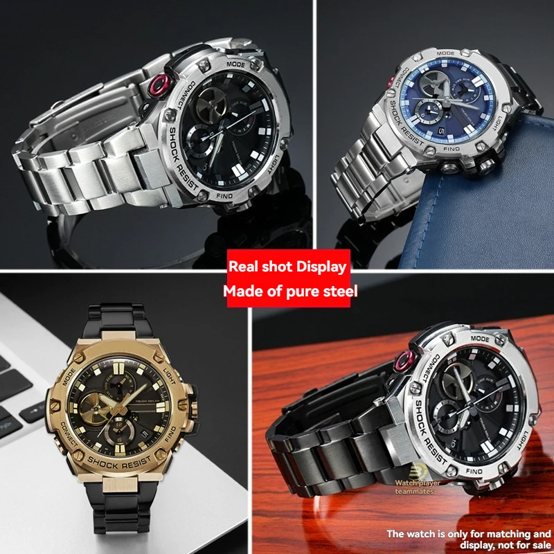 أشرطة ساعات من الفولاذ المقاوم للصدأ عالية الجودة للرجال - متوافقة تمامًا مع Casio GST - B100/S120/W300/S310/S300