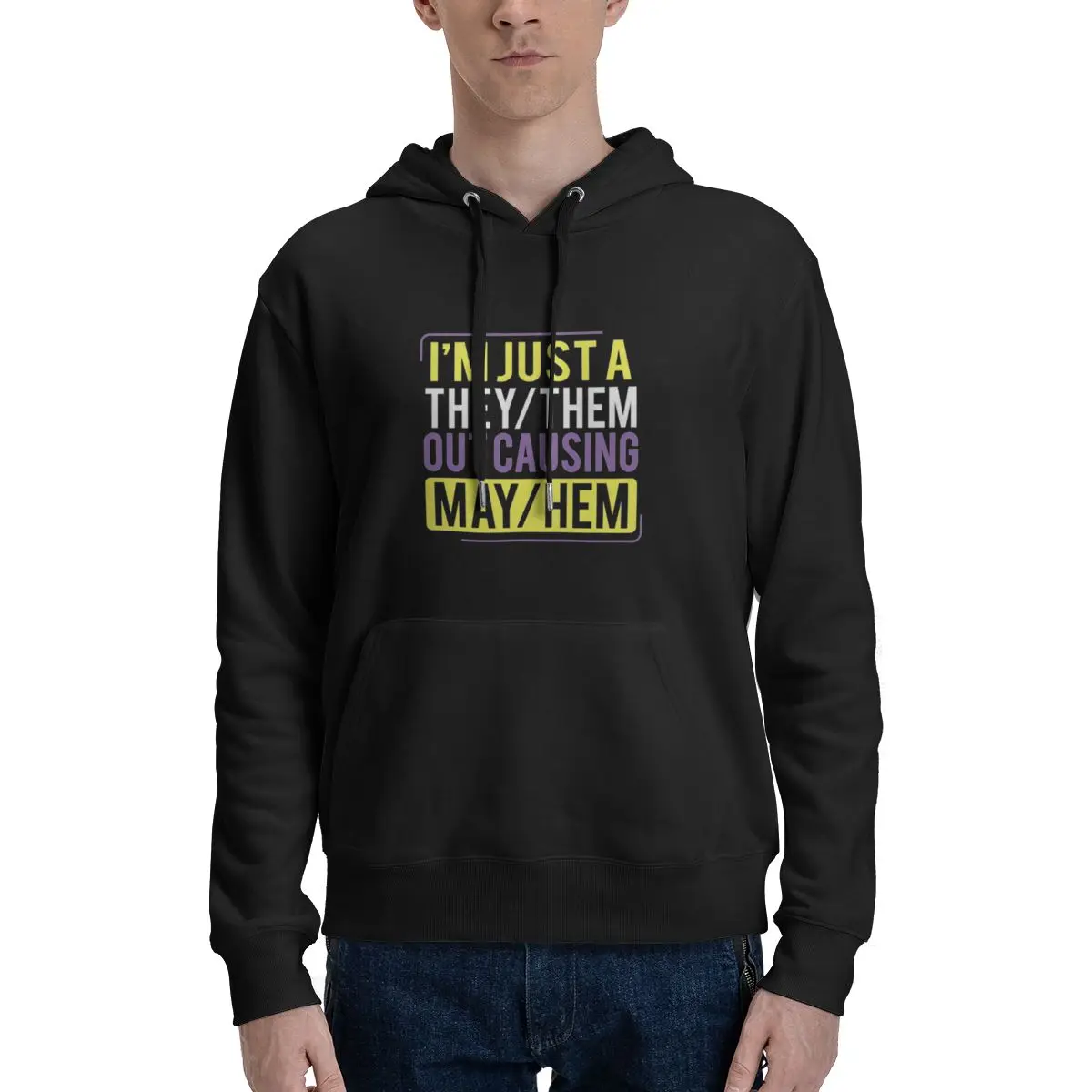 

They Them Out Causing Mayhem Funny Non Binary Casual Hoodies Pullovers Cotton Sweatshirts Men Women Tops