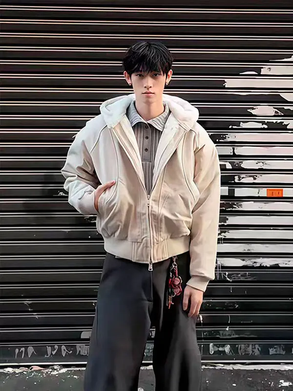 

American Sle Cleanfit Men's Cotton Jaet Winter Warm Anti-Cold High-End Feeling Cool Looking Fur Collar down Jaet