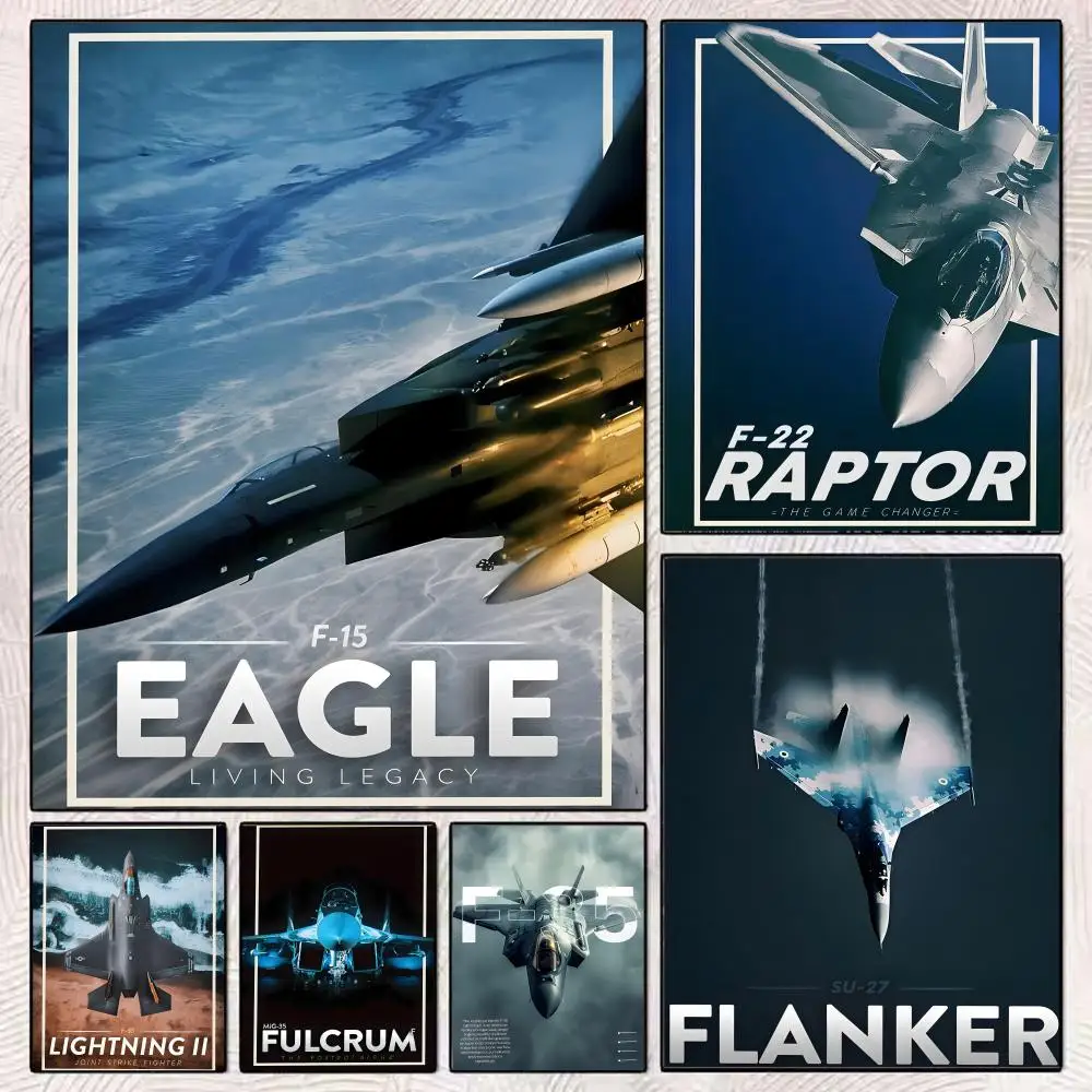 

American Fighter F-22 Painting Calligraphy Canvas Poster: Crease Free Waterproof Durable All Space Wall Decor