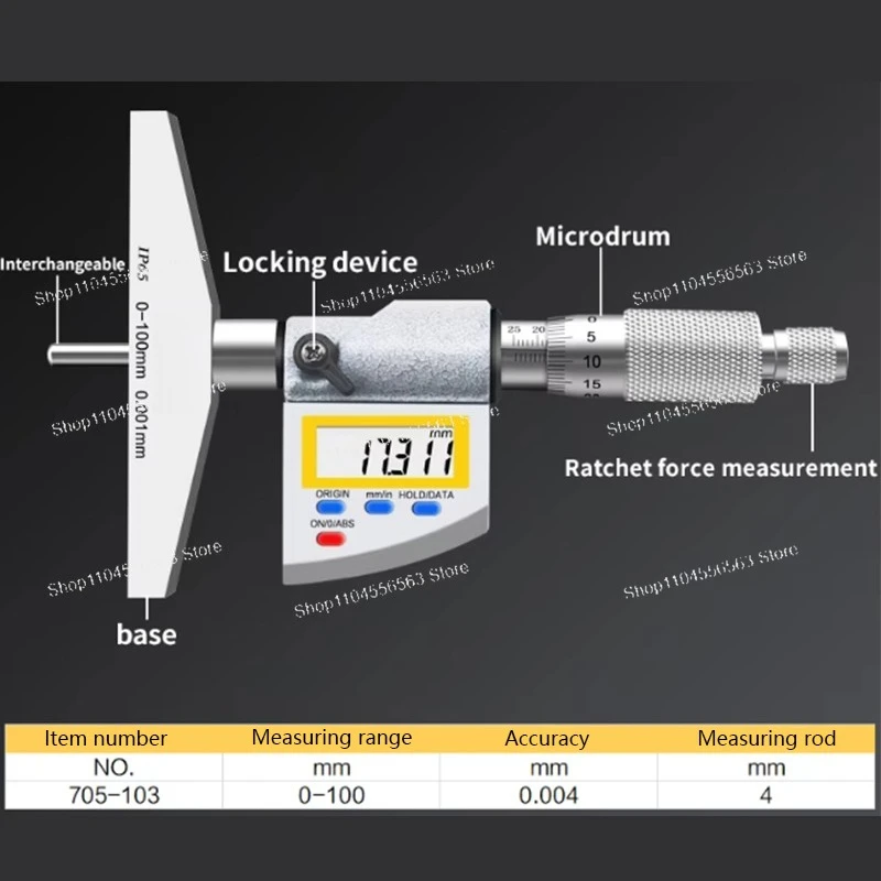 

Hengliang 0.001mm Measurement IP65 high-precision micrometros stainless steel Depth gauge depth micrometer micrometer digital