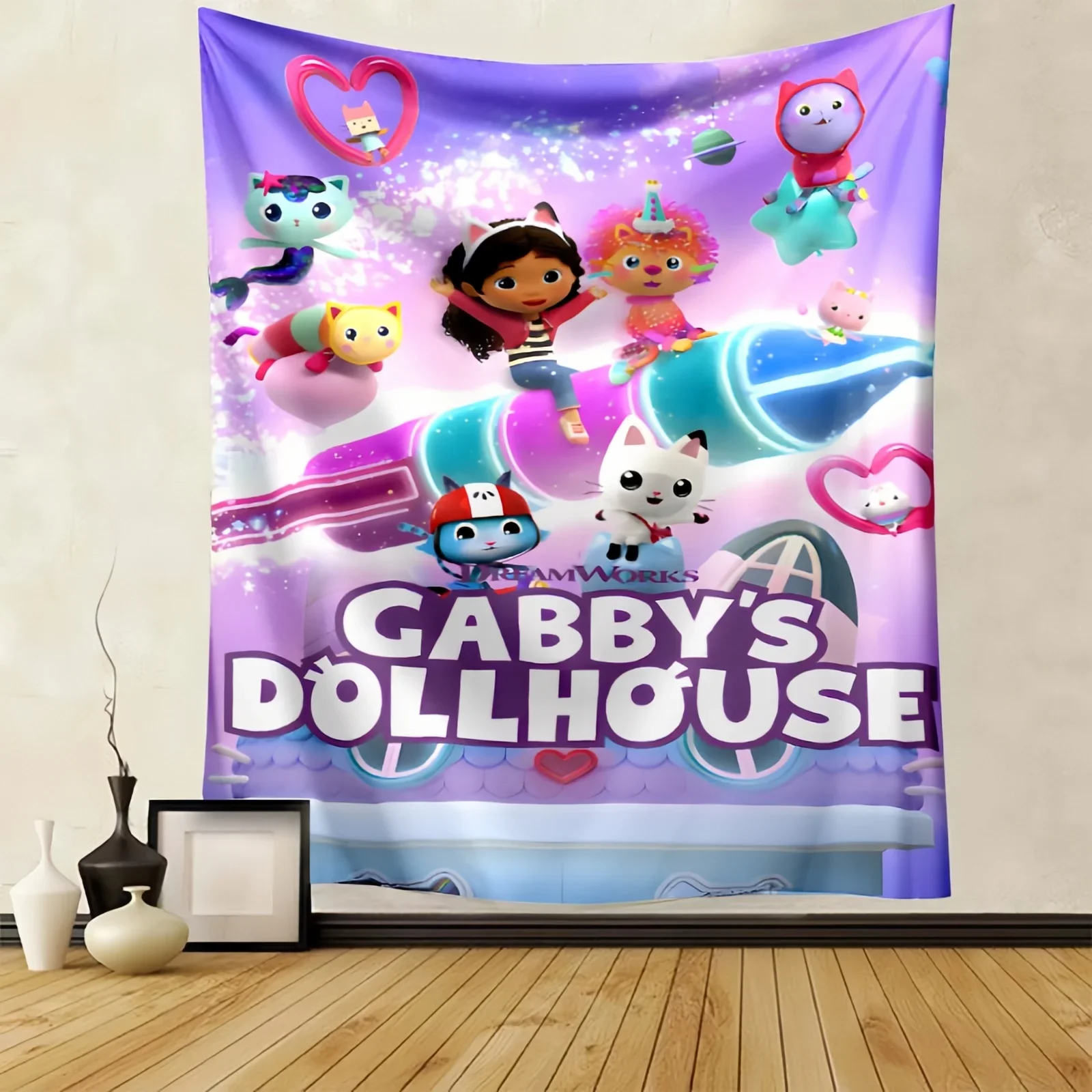 Cute Gabbys Dollhouse Cartoon Blanket,Soft Throw Blanket for Home Bedroom Bed Sofa Picnic Travel Office Rest Cover Blanket Gift