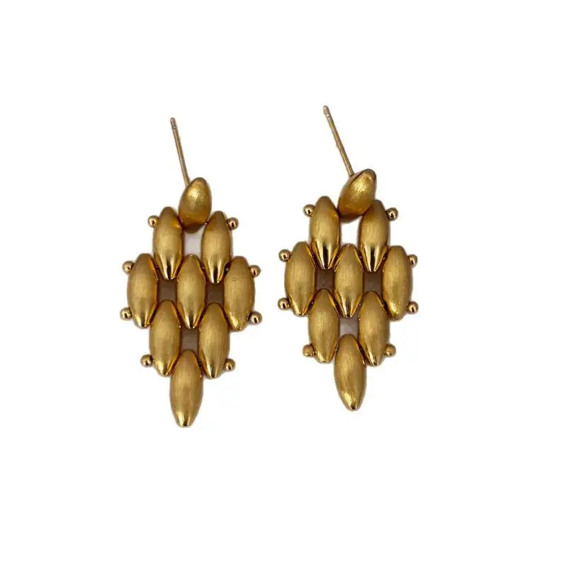 New Design Fashion Jewelry Gold Plated Metal Geometric Metal Brushed Earrings