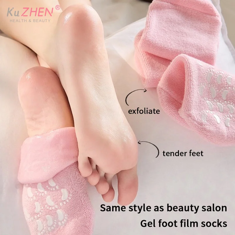 1Pair Multi Colored Essential Oil Moisturizing Socks Gloves For Dry Cracked Feet Nourishing Skin Lubricating Foot Care Massage