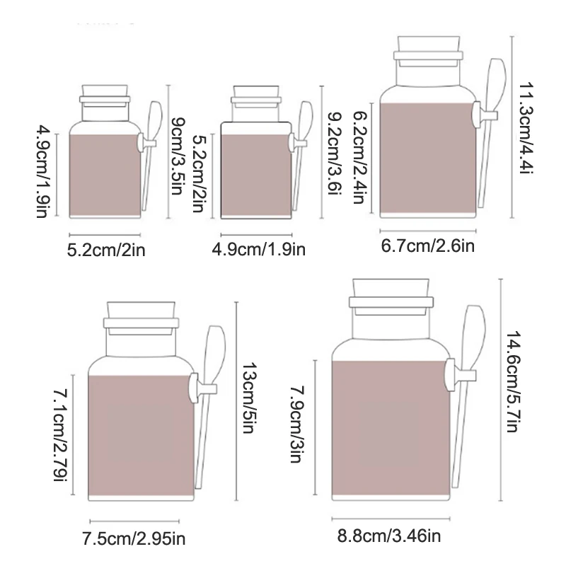 100-300g Słoik z matową uszczelką wielokrotnego napełniania z drewnianą łyżeczką Sól do kąpieli Butelka ABS Miękki korek do przechowywania Puste pojemniki podróżne