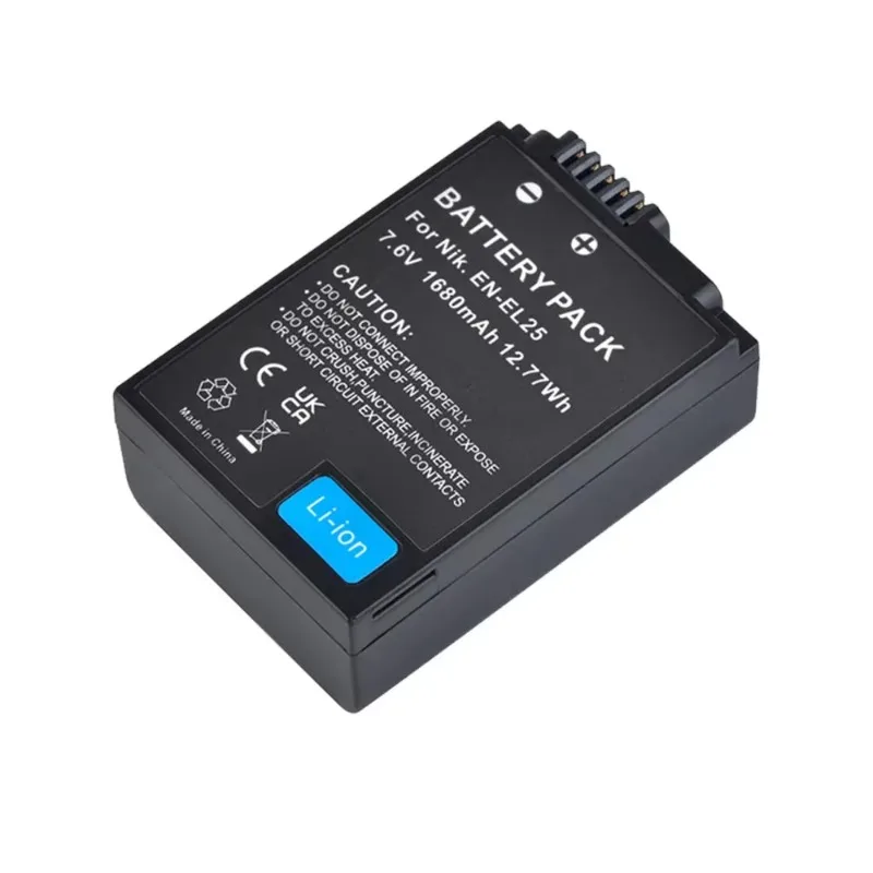 High-capacity 1680mAh 7.6V Camera Battery EN-EL25 for Nikon Z FC, Z50, Z30 Replacement Cameras Batteries