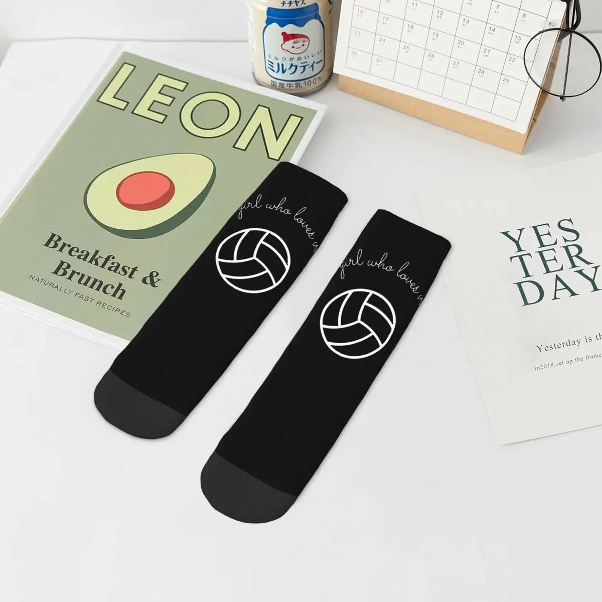 مجرد فتاة تحب جوارب الكرة الطائرة جوارب هاراجوكو الممتصة للعرق جميع المواسم إكسسوارات الجوارب لهدايا للجنسين #2