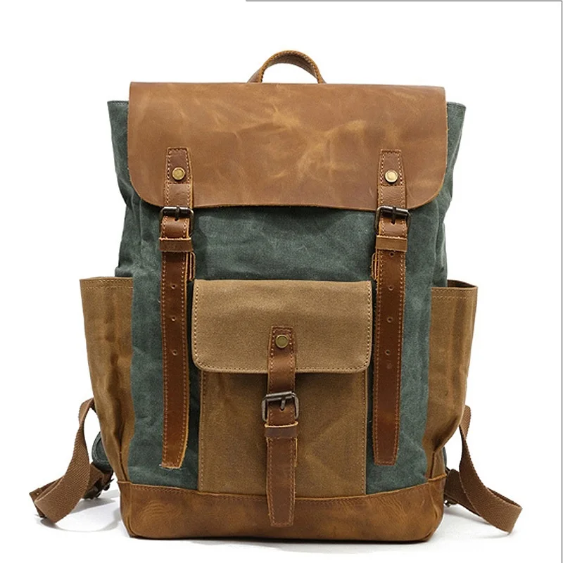 

Waterproof Canvas Backpack for Man or Woman Large Male Travel Bagpack Patchwork Big Double Shoulder Bag