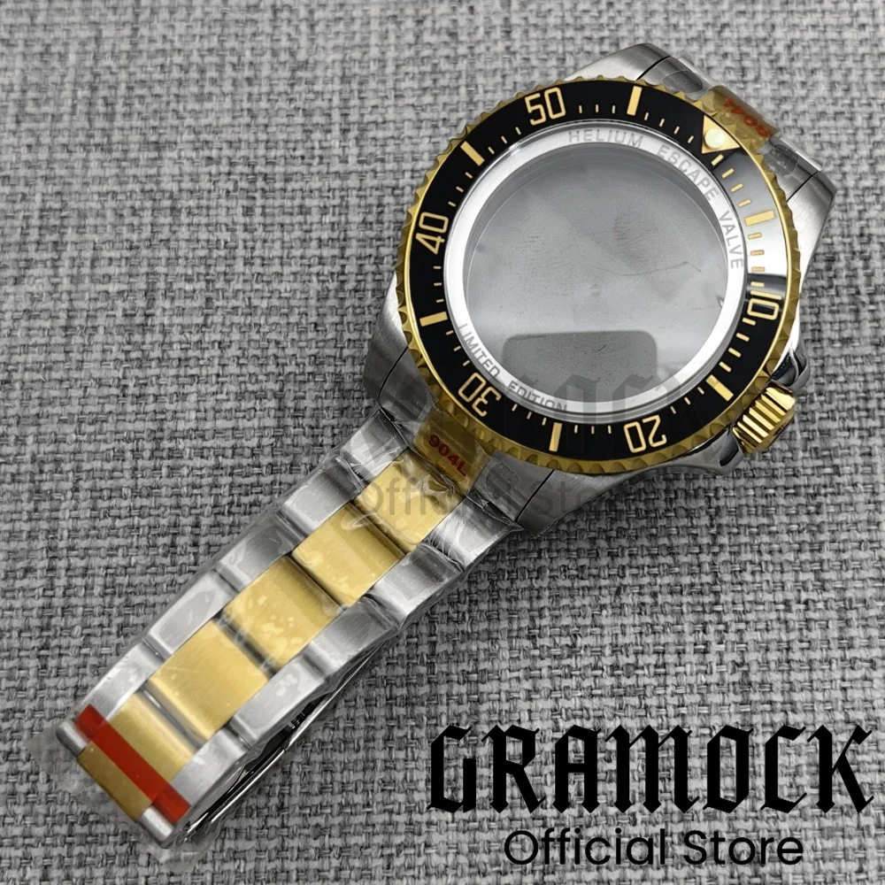 GRAMOCK 44 мм NH34 NH35 ETA2824 PT5000 Мужские серебряные, золотые/розовые золотые часы из нержавеющей стали SEA, ремешок для часов, керамический безель, золотой номер