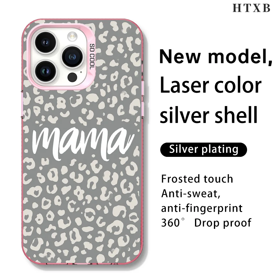 هاتف ماما بسيط بطباعة الفهد الرمادي لهاتف iPhone 17 إلى 11 Pro Max Plus