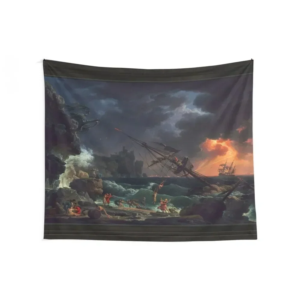 The Shipwreck by Claude Joseph Vernet Old Masters Reproduction Tapestry Bedroom Decoration Wallpaper Tapestry