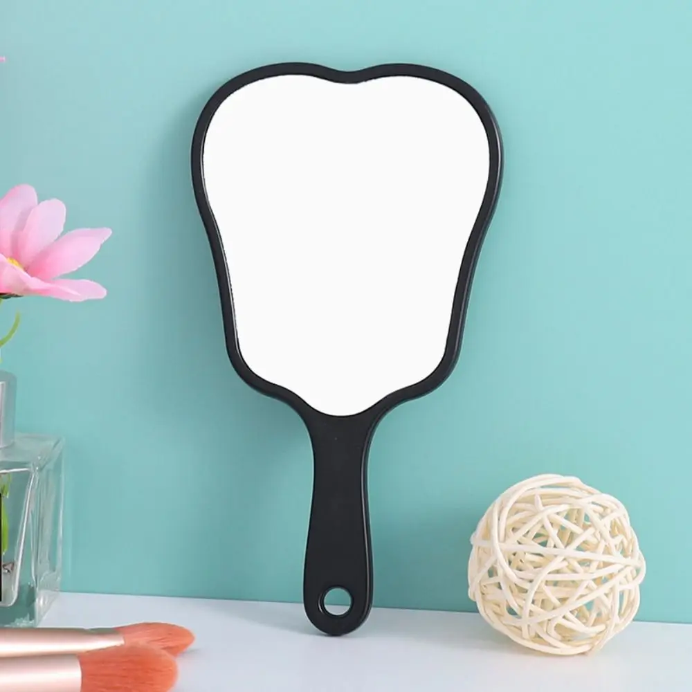 Simple Plastic Tooth-shaped Mirror Mini Lightweight Handheld Sector Mirror High-definition Portable Makeup Mirror Women