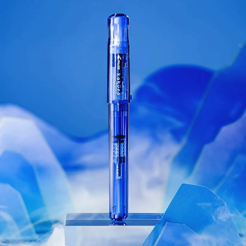 Japan Limited PILOT Fountain Pen Set Gift Box KaKuno Smiling Face Pen FM Glass Blue Calligraphy with Ink Applicator Art Supplies