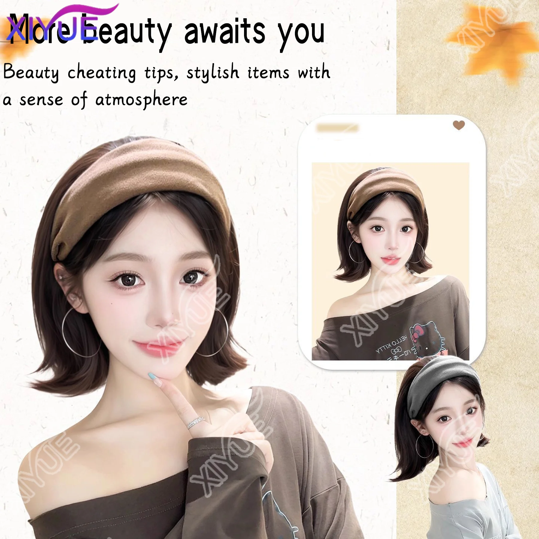 XIYUE رباط شعر نسائي عتيق من القطن الناعم الصلب للفتيات شعر مستعار جميل عقال أغطية رأس نصف رأس للشعر المستعار