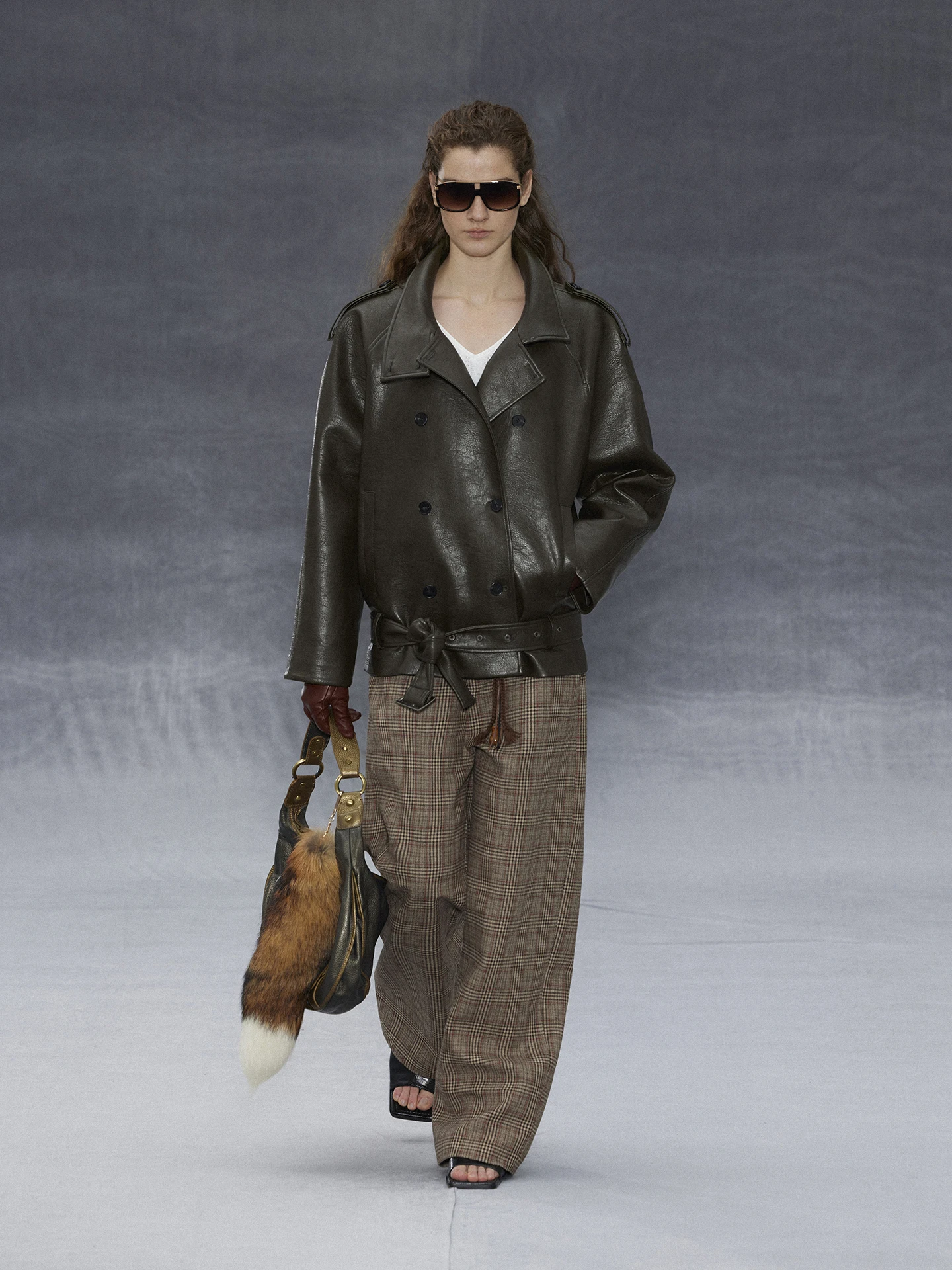 

Randpiee Random Series Straight Leg Woolen Trousers Color Woven Plaid Design mid Waist Long Pants Slimming Effect