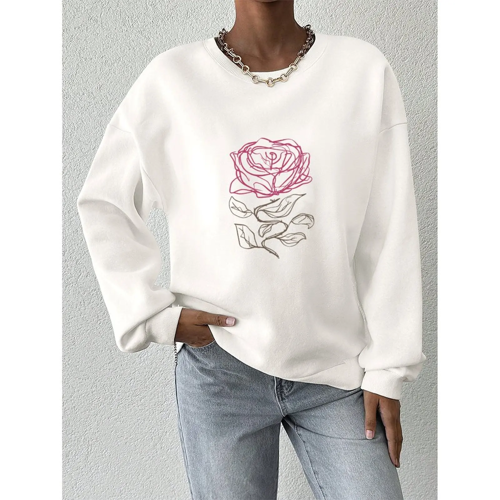 

Comfortable Everyday Wear Sweater Autumn Winter Round Neck Brand New Condition Casual Style Long Sleeve Print Pattern