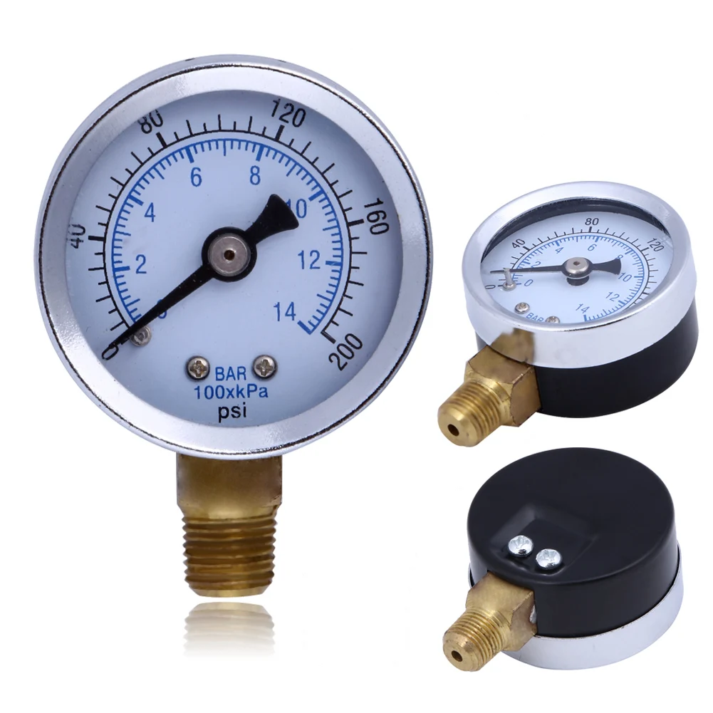 Medidor de pressão hidráulico, compressor de ar, 0-200 psi, 1/8 npt, manômetro para regulador pneumático, compressor de ar