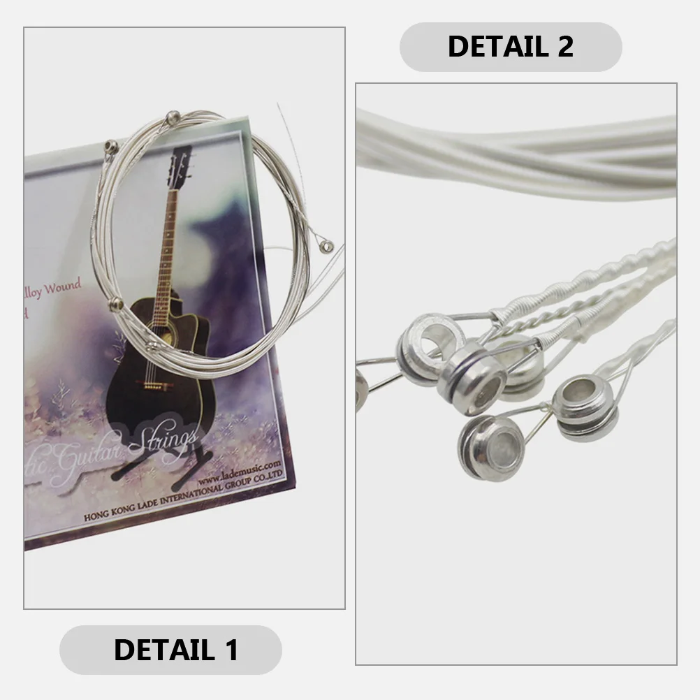 6Pcs Folk Guitar Strings Replacement Metal Strings Clear Sound Durable Construction Christmas Birthday Festival Gifts