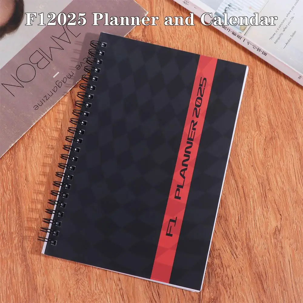 Coil Book F1 2025 Planner and Calendar Timetable Schedule Racing Planning Book Flexible Knowledge F1 Racing Hobby Book F1 Fans