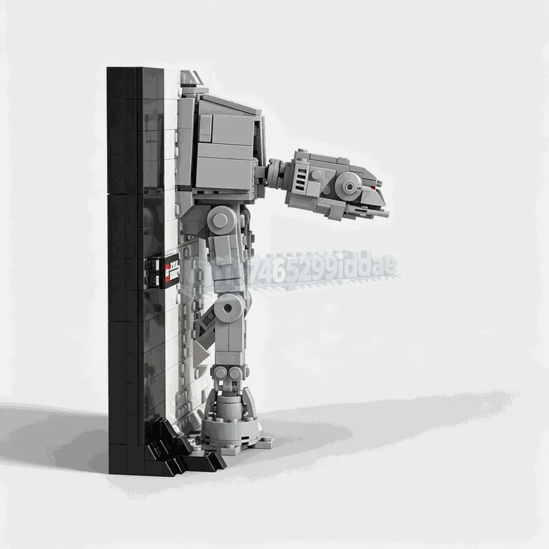 572PCS Three Dimensional Poster Building Blocks Model Gray Sci Fi Walker Wall Art Display DIY Assembly Creative Collection Gift
