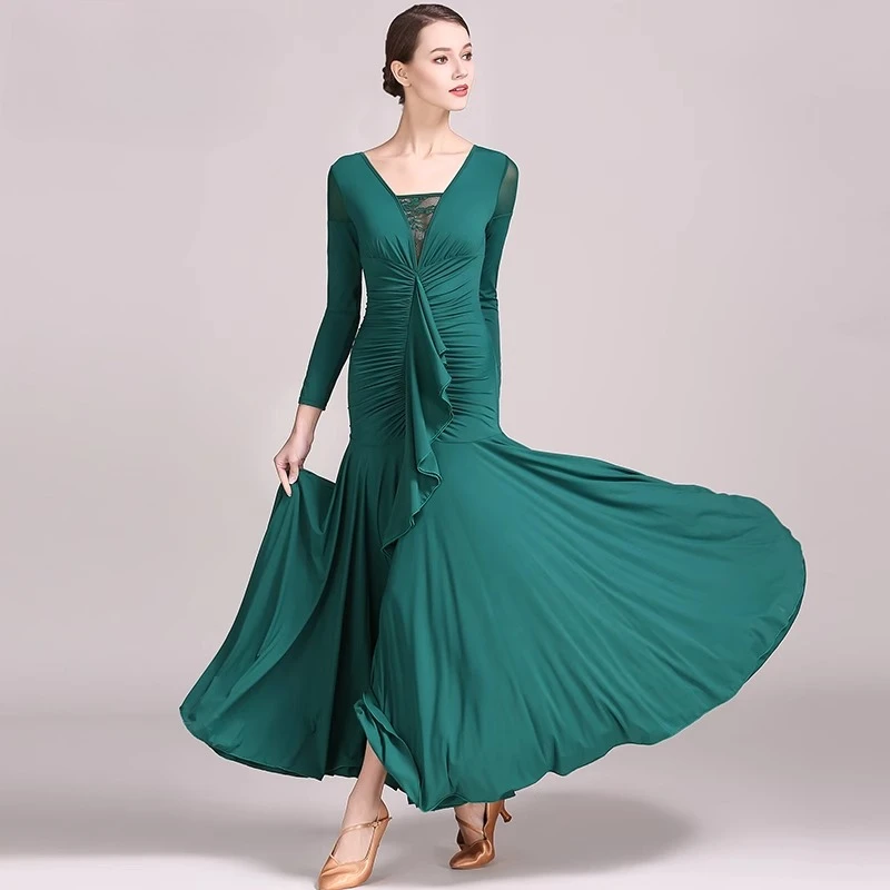 

New Ballroom Dance Modern Dress Competition Performance Costumes Women National Standard Waltz Tango Practice Wear Spanish Dress