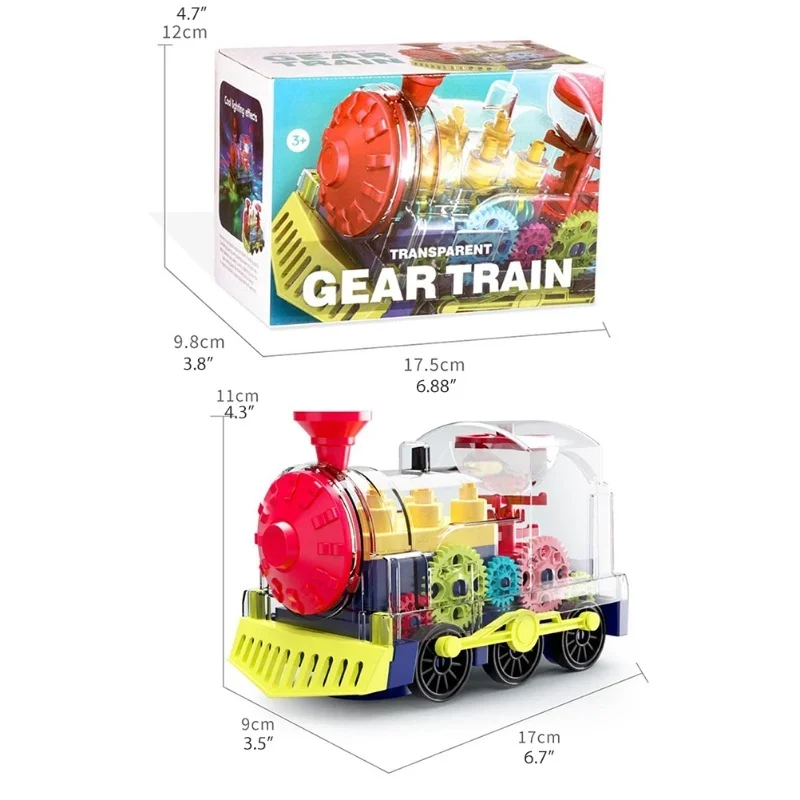 Set di treni elettrici Treno elettrico trasparente con luce musicale Giocattolo rotante Regalo di compleanno per bambini per bambini
