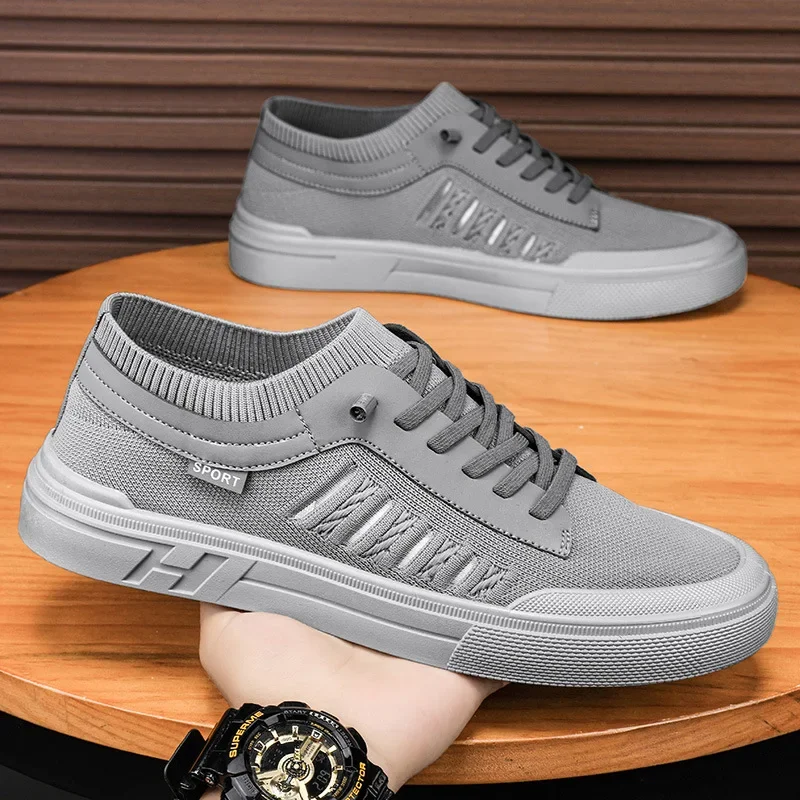 Men\'s Shoes New Summer Breathable Sneakers Casual Loafers Lightweight Solid Color Non-slip Flat Shoes Zapatos De Hombre