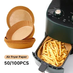 50/100/200/300Pcs Air Fryer Disposable Paper Liner Non-Stick Barbecue Plate Round Oven Pan Pad For 16/23cm Air Fryer Micro-Wave