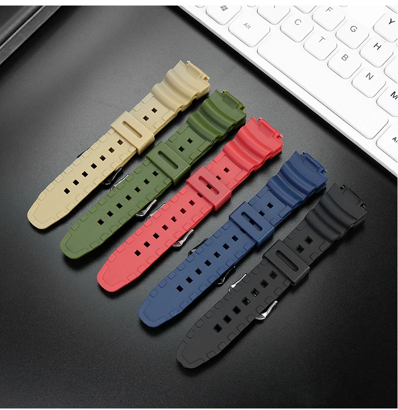 silicone strap Suitable for Casio Casio watch W-218H/W737H/MRW-200 /AE1200/AEQ-110 series resin silicone watch strap 18mm