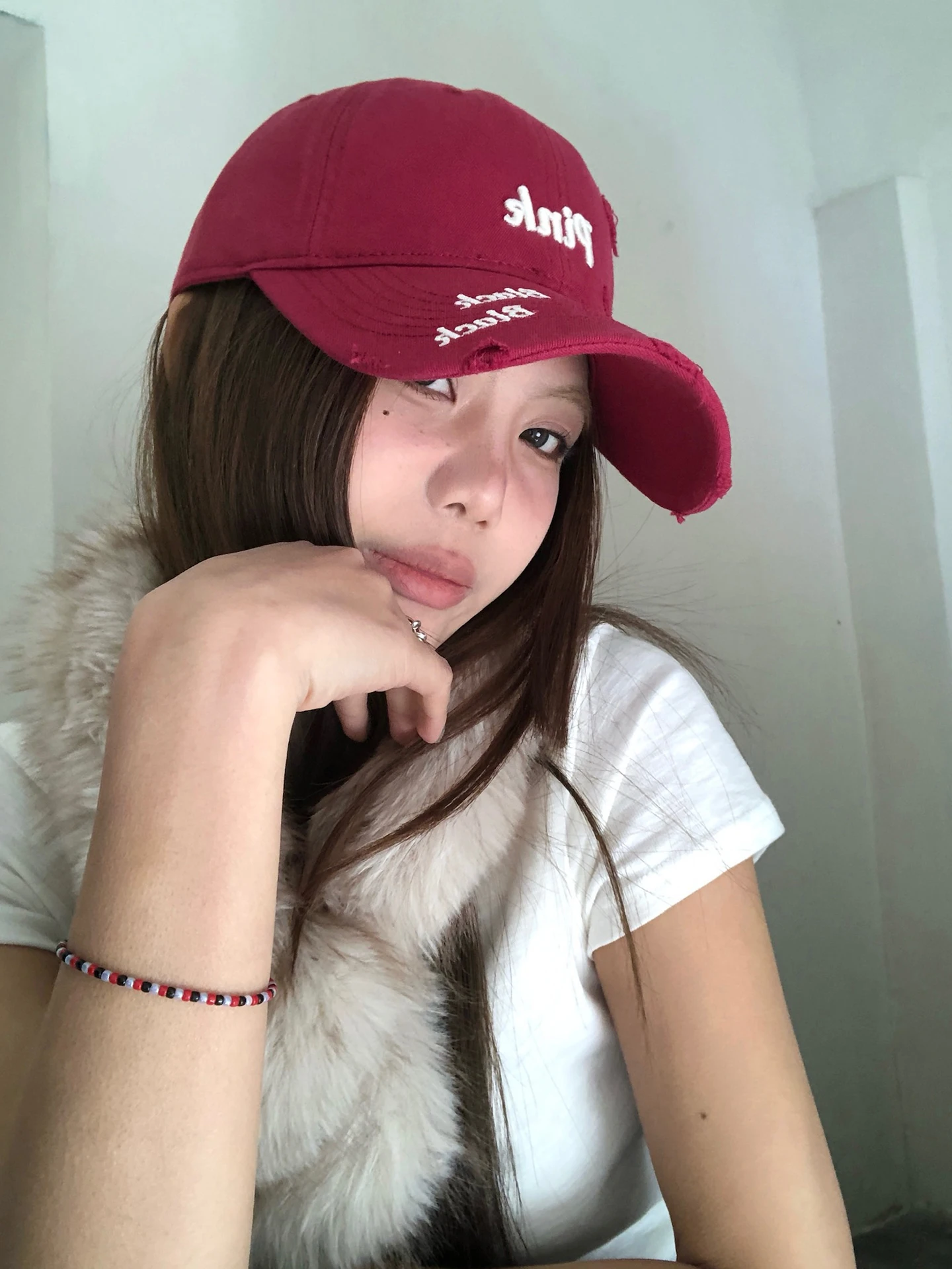American Style Distressed Baseball Cap for Women Large Circumference Deep Brim Face Slimming Wide Face Appearance Enhancing