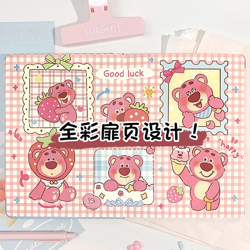 

New DisneyLotso Notebook Cartoon Color Page Leather Book A5 Exquisite Student Note Taking Diary Horizontal Line Book Girl Gift