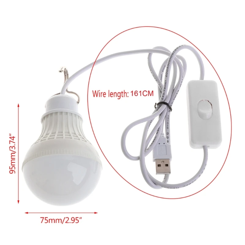 5W 10 LED Energy Saving USB Bulb Light Camping Home Night Lamp Hook